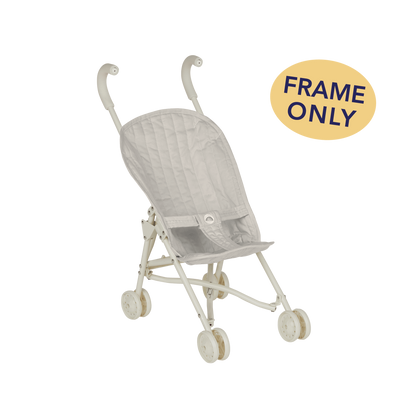 Dinkum Dolls Sollie Stroller Frame in soft white with a quilted seat frame and wheels for doll prams and imaginative play. Frame only