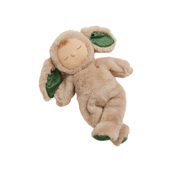 Olli Ella Christmas themed Cozy Dinkum Bunny with green ear and foot features