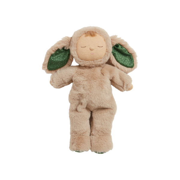 Olli Ella Christmas themed Cozy Dinkum Bunny with green ear and foot features