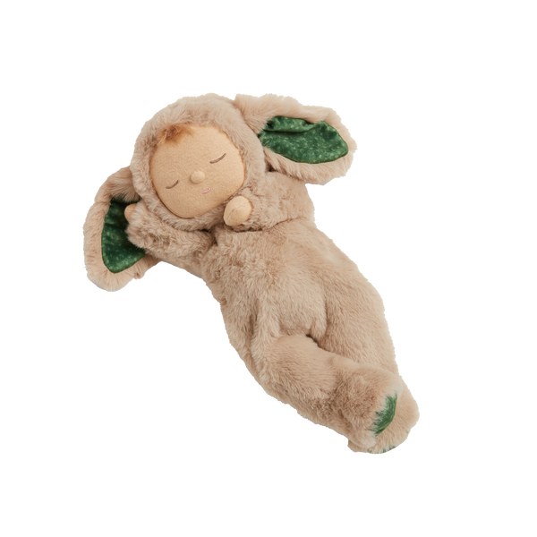 Olli Ella Christmas themed Cozy Dinkum Bunny with green ear and foot features