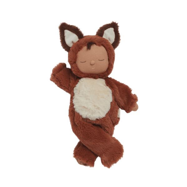 Cozy Dinkums - Fox - Finnley soft fox doll with rust fur cream tummy and sleepy embroidered face by Dozy Dinkums for imaginative play