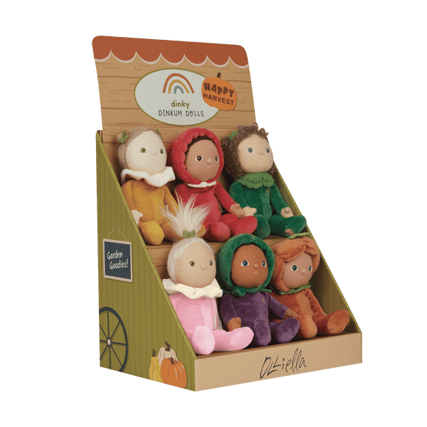 6 pack of collectable vegetable themed plush toys. Posable plush dolls with gentle weighting for imaginative doll play. These limited-edition, collectible, pocket-sized, and loveable friends are ready for any adventure!