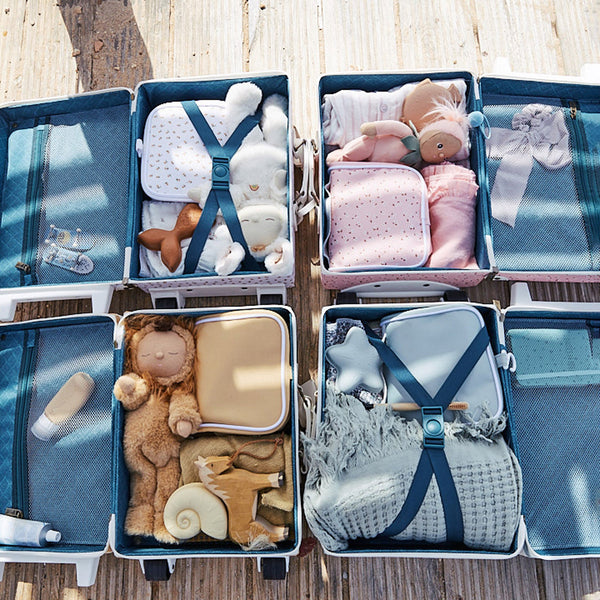 The ultimate travel toiletry bag for kids in yellow. Ideal for sleepovers, school camps, and daycare, it keeps essentials tidy and ready for fun.