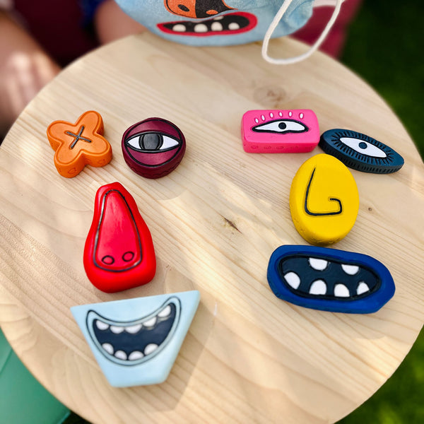 Vibrant resin and natural granite combine to create these perfect play companions. Explore, stack, and imagine endless stories with these weighted, tactile treasures.