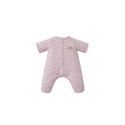 Dinkum PJs Sweetheart lilac pink one piece doll pyjamas with sweetheart print and rainbow detail for Dinkum Dolls by Olli Ella soft doll accessories