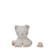 Binky Kitten Kiki - White plush cat with embroidered features and a small beige hat by Dinkum Cats for imaginative soft toy play