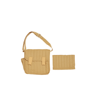 Carrie Convertible Changing Set - Honey by Dinkum Dolls with a honey quilted doll changing bag and matching changing mat for imaginative play