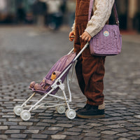 Olli Ella purple Doll changing mat and bag for kids imaginative play. perfect for use with out purple doll pram stroller.