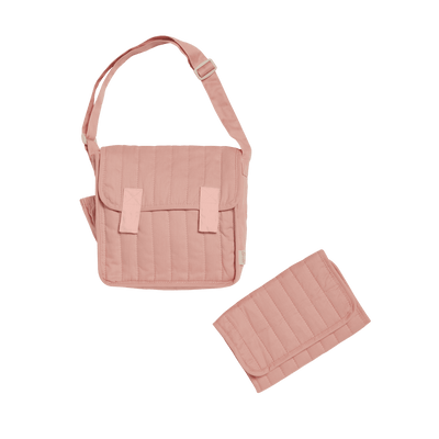 Carrie Convertible Changing Set - Rose by Dinkum Dolls featuring a pink quilted doll changing bag and matching padded changing mat for imaginative play