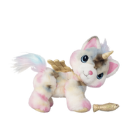 Plush toy dragon with pink and white color scheme on a white background