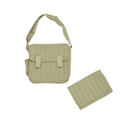 Carrie Convertible Changing Set - Sage by Dinkum Dolls featuring a quilted doll changing bag and matching changing mat for imaginative play