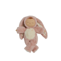 Soft and cuddly pink bunny plush doll with floppy ears. Posable and gently weighted for a calming presence. This bunny soft toy is the ideal companion from birth.
