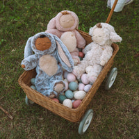 Soft and cuddly bunny plush doll with floppy ears. Posable and gently weighted for a calming presence. This bunny soft toy is the ideal companion from birth.
