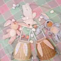 Soft and cuddly bunny plush doll with floppy ears. Posable and gently weighted for a calming presence. This bunny soft toy is the ideal companion from birth.