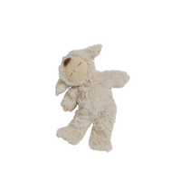 Soft and cuddly ivory lamb plush doll. Posable and gently weighted for a calming presence. This lamb soft toy is the ideal companion from birth.