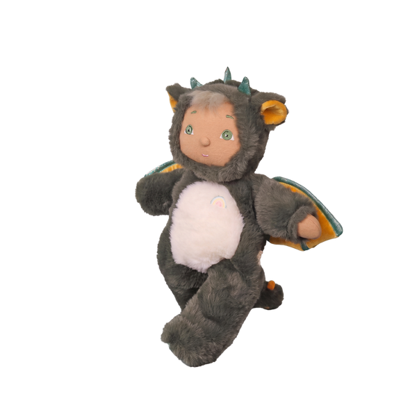 Plush toy resembling a dragon with a transparent background