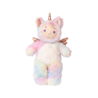 Plush toy unicorn with rainbow fur on a white background