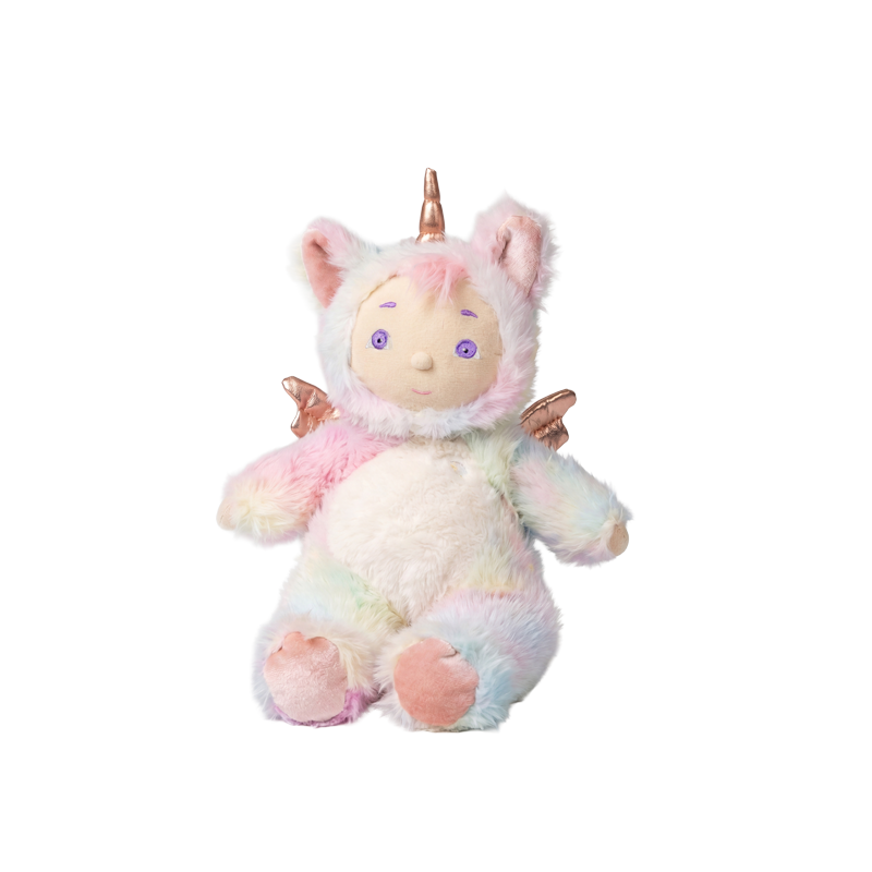 Cozy Day Dinkum - Sunbeam soft unicorn doll with pastel plush fur wings and horn from Cozy Day Dinkums for imaginative play