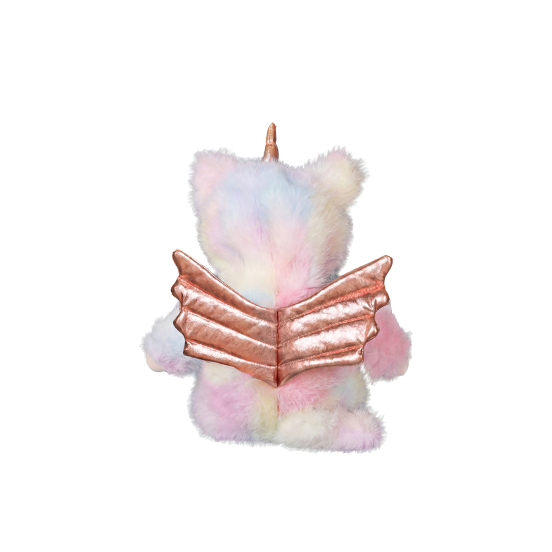 Cozy Day Dinkum - Sunbeam pastel unicorn soft doll with a golden horn and rose gold wings from Cozy Day Dinkums
