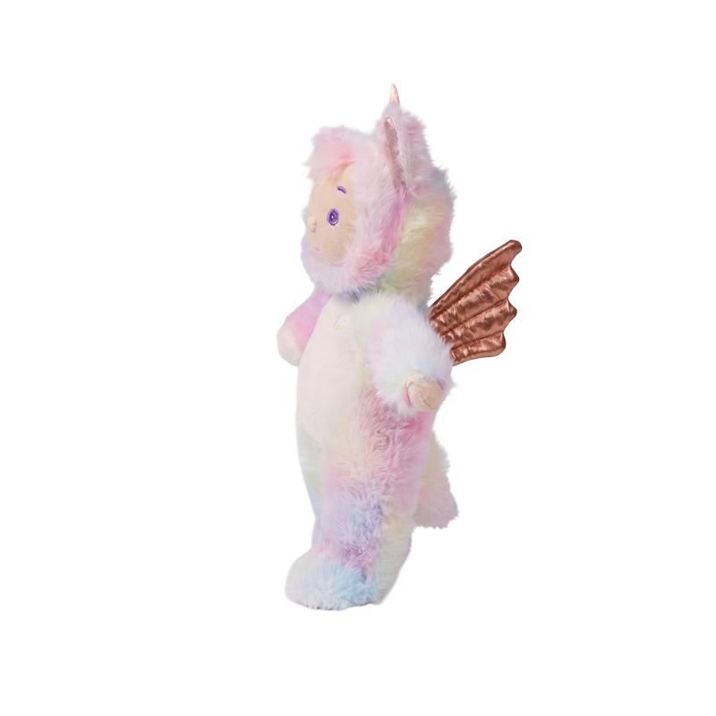 Cozy Day Dinkum - Sunbeam pastel plush unicorn doll with rainbow fur and soft brown wings from Cozy Day Dinkums