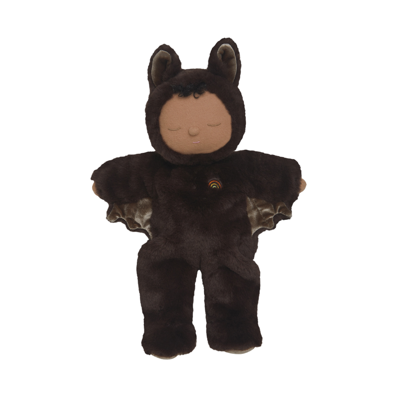 Cozy Dinkum - Bat Ozzie soft doll in a cuddly brown bat outfit with outstretched wings and a sleepy face for imaginative play