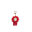 Dinky Bag Charm - Rose by Key Chain featuring a small soft red plush doll with a friendly face and flower petal hood attached to a gold clip