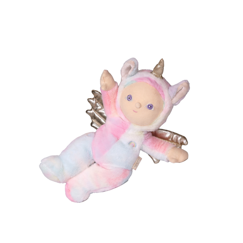 Dinky Dinkum - Yara Unicorn soft doll with pink and blue plush fur silver wings and a golden horn from Dinky Dinkums