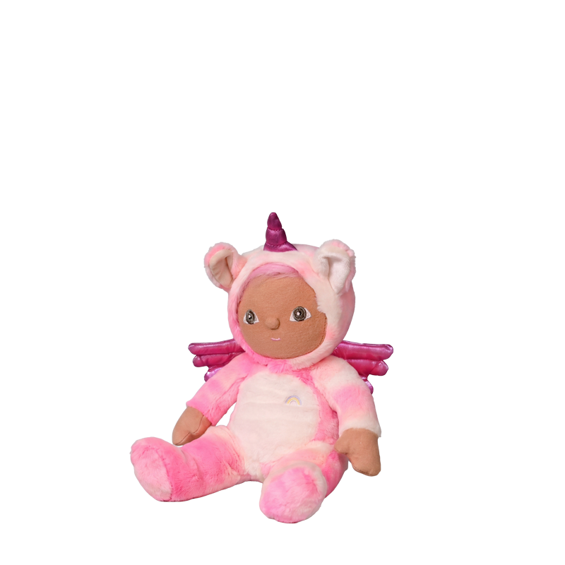 Dinky Dinkum - Yuna Unicorn pink plush unicorn doll with soft wings and pastel rainbow detail from Dinky Dinkums