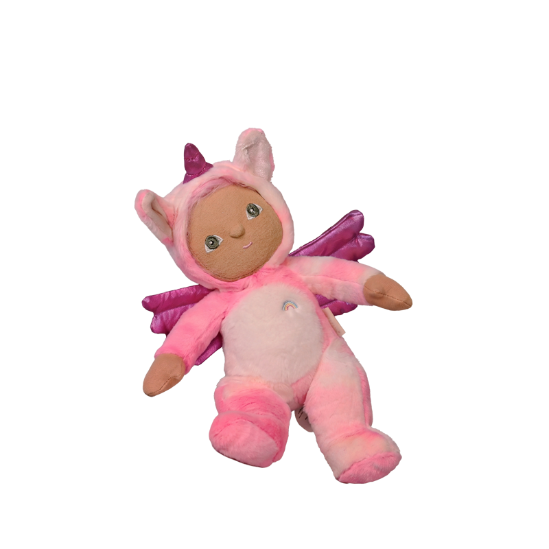 Dinky Dinkum - Yuna Unicorn pink soft doll with a unicorn horn and colorful wings from Dinky Dinkums for imaginative play and cuddly adventures