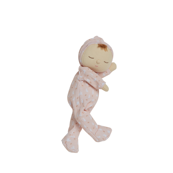 An adorable pink bunny printed plush doll, perfect for snuggling and imaginative play. Soft and cuddly doll, ideal companion from birth.