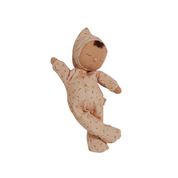 Pink, easter-themed plush doll, perfectly weighted and posable for imaginative doll play. Sodt and cuddly plush doll, an ideal companion from birth.