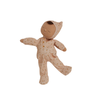 Pink, easter-themed plush doll, perfectly weighted and posable for imaginative doll play. Sodt and cuddly plush doll, an ideal companion from birth.