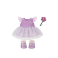 Fairy Outfit Set with a lavender fairy dress matching shoes and flower wand for Dinkum Dolls from Doll Accessories