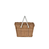 Piki Rattan Basket - Natural by Olli Ella Kids Rattan woven natural rattan basket with white handles for children picnics and imaginative play