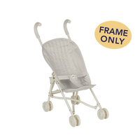 Dinkum Dolls Sollie Stroller Frame in soft white with a quilted seat frame and wheels for doll prams and imaginative play. Frame only