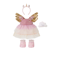 Pink fairy costume set with wings, headband, and shoes on a white background