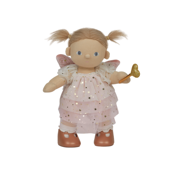Dream Dinkum Dolls - Fairy Willow soft doll in a pink star dress with fairy wings and a glittery wand by Dinkum Dolls