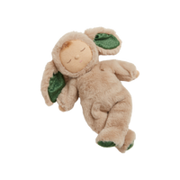 Olli Ella Christmas themed Cozy Dinkum Bunny with green ear and foot features 
