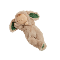 Olli Ella Christmas themed Cozy Dinkum Bunny with green ear and foot features 