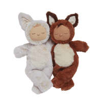 Meet Cozy Dinkum Fenix Fox, a cuddly fox plush toy designed for warmth and coziness. This plush fox has a posable body, sweet embroidered face, tuft of hair, and wears a non-removable suit, making it Ideal for snuggling and imaginative play.