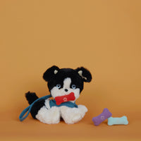Olli Ella Dinkum Dog Bones Fiesta Colour way - Purple, Aqua and Red Bones with Dog Lucky