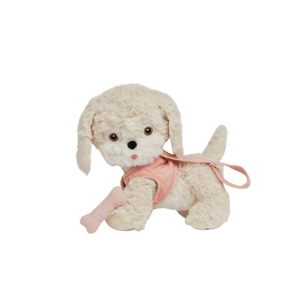 Olli Ella Dinkum Dog Cookie - White Dog, Pink Harness and Dog Bone