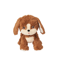 Posable soft plush dog toy with movable head and body parts.