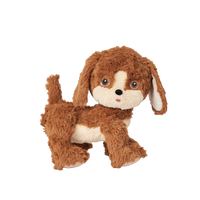 Plush dog toy with super soft fabric and velvety ears. Perfect for kids play and snuggles.