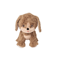 Posable soft plush dog toy with movable head and body parts.