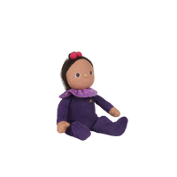 Limited-edition, palm sized, collectable corduroy kids plush toy. Freya Fondant is a purple weighted plush toy in a velvet onsie, perfect for imaginative kids play.