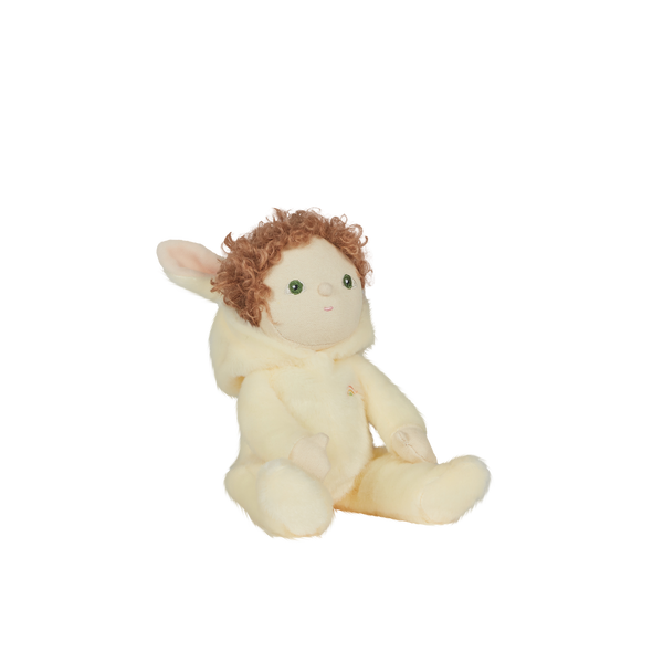 A soft, cuddly plush bunny toy with a yellow-colored coat, perfect for small hands and imaginative play. Perfectly weighted and collectable easter-themed plush toy.