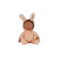 A soft, cuddly plush bunny toy with a apricot-colored coat, perfect for small hands and imaginative play. Perfectly weighted and collectable easter-themed plush toy.