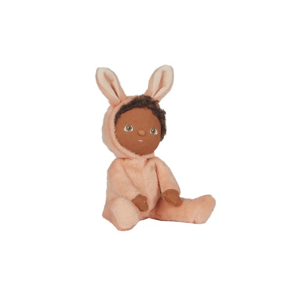 A soft, cuddly plush bunny toy with a apricot-colored coat, perfect for small hands and imaginative play. Perfectly weighted and collectable easter-themed plush toy.