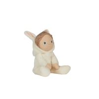 A soft, cuddly plush bunny toy with an ivory-colored coat, perfect for small hands and imaginative play. Perfectly weighted and collectable easter-themed plush toy.